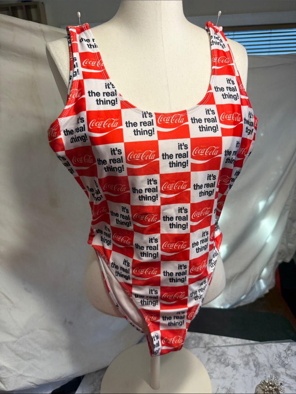Coca Cola Red and White Checkered Logo Kids One-Piece
